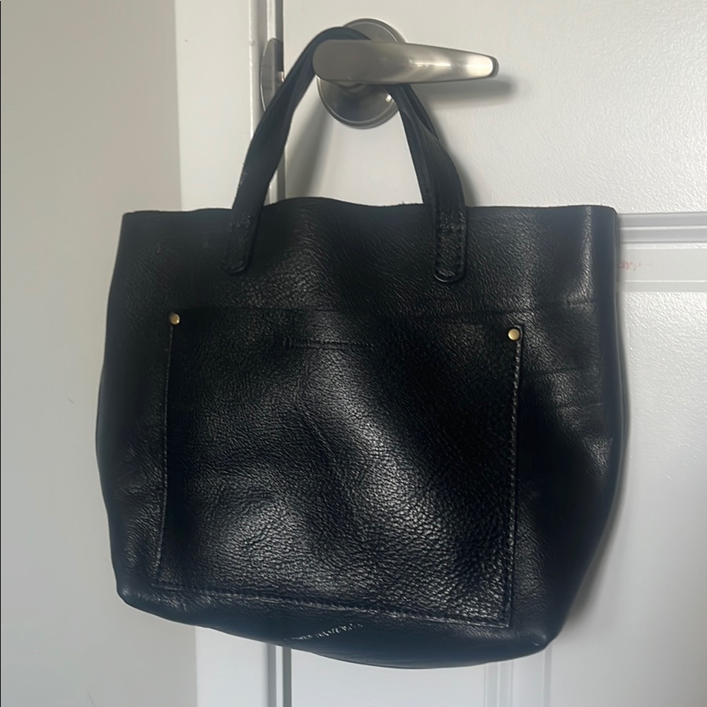 Portland leather goods Black Leather medium Tote Bag